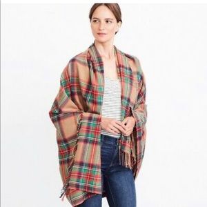J. Crew tan plaid scarf wrap extra large